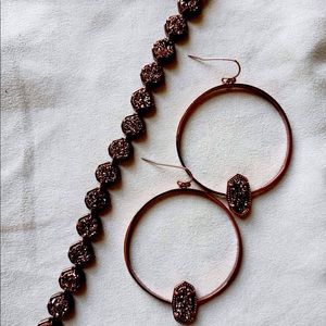 Kendra Scott HTF PROTOTYPE Chocolate Druzy bracelet and Elora earrings.